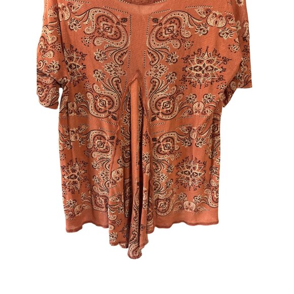 Free People No Matter What Paisley Print Oversized High Low Hem Top XS Cotton - Picture 6 of 9